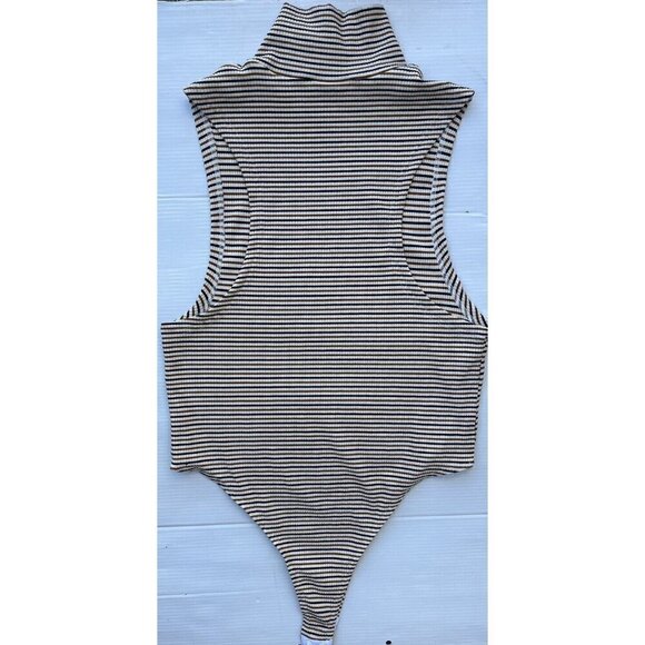 Nightwalker Clarissa Mock Neck Striped Ribbed Bodysuit Size M NWOT - Picture 8 of 9